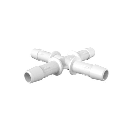 3/8" HB, Cross Fitting, Natural Kynar (PVDF)